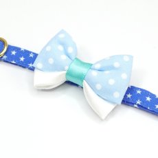 画像7: IRODORI・猫首輪・シンプル猫首輪/ブルー×ホワイト星柄（リボン等の飾りパーツは別売りです） (7)