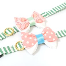 画像13: IRODORI・リボン/セレクトパーツ/楕円ドットピンク×グリーン（首輪は別売りです） (13)