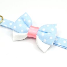 画像9: IRODORI・猫首輪・シンプル猫首輪/水色ドット柄（リボン等の飾りパーツは別売りです） (9)