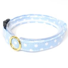 画像1: IRODORI・猫首輪・シンプル猫首輪/水色ドット柄（リボン等の飾りパーツは別売りです） (1)