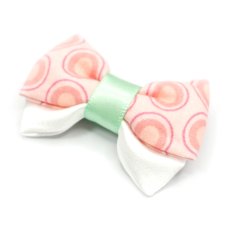 画像1: IRODORI・リボン/セレクトパーツ/楕円ドットピンク×グリーン（首輪は別売りです） (1)
