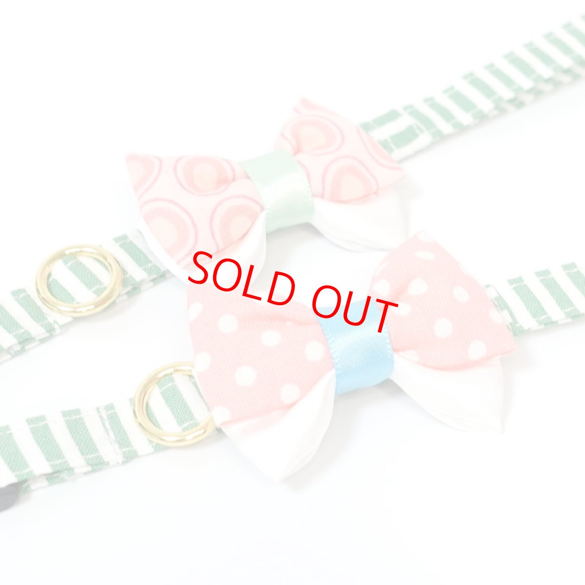 画像9: IRODORI・猫首輪・シンプル猫首輪/グリーンボーダー柄（リボン等の飾りパーツは別売りです） (9)