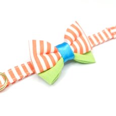 画像5: IRODORI・猫首輪・シンプル猫首輪/オレンジボーダー柄（リボン等の飾りパーツは別売りです） (5)