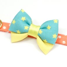 画像6: IRODORI・リボン/セレクトパーツ/エメラルドグリーン星柄×イエロー（首輪は別売りです） (6)