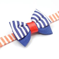 画像4: IRODORI・猫首輪・シンプル猫首輪/オレンジボーダー柄（リボン等の飾りパーツは別売りです） (4)