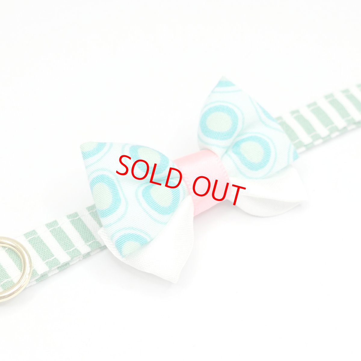 画像4: IRODORI・猫首輪・シンプル猫首輪/グリーンボーダー柄（リボン等の飾りパーツは別売りです） (4)