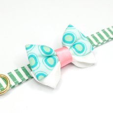 画像4: IRODORI・猫首輪・シンプル猫首輪/グリーンボーダー柄（リボン等の飾りパーツは別売りです） (4)