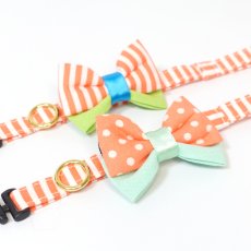 画像7: IRODORI・猫首輪・シンプル猫首輪/オレンジボーダー柄（リボン等の飾りパーツは別売りです） (7)