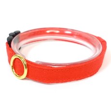 画像1: IRODORI・猫首輪・シンプル猫首輪/レッド無地（リボン等の飾りパーツは別売りです） (1)