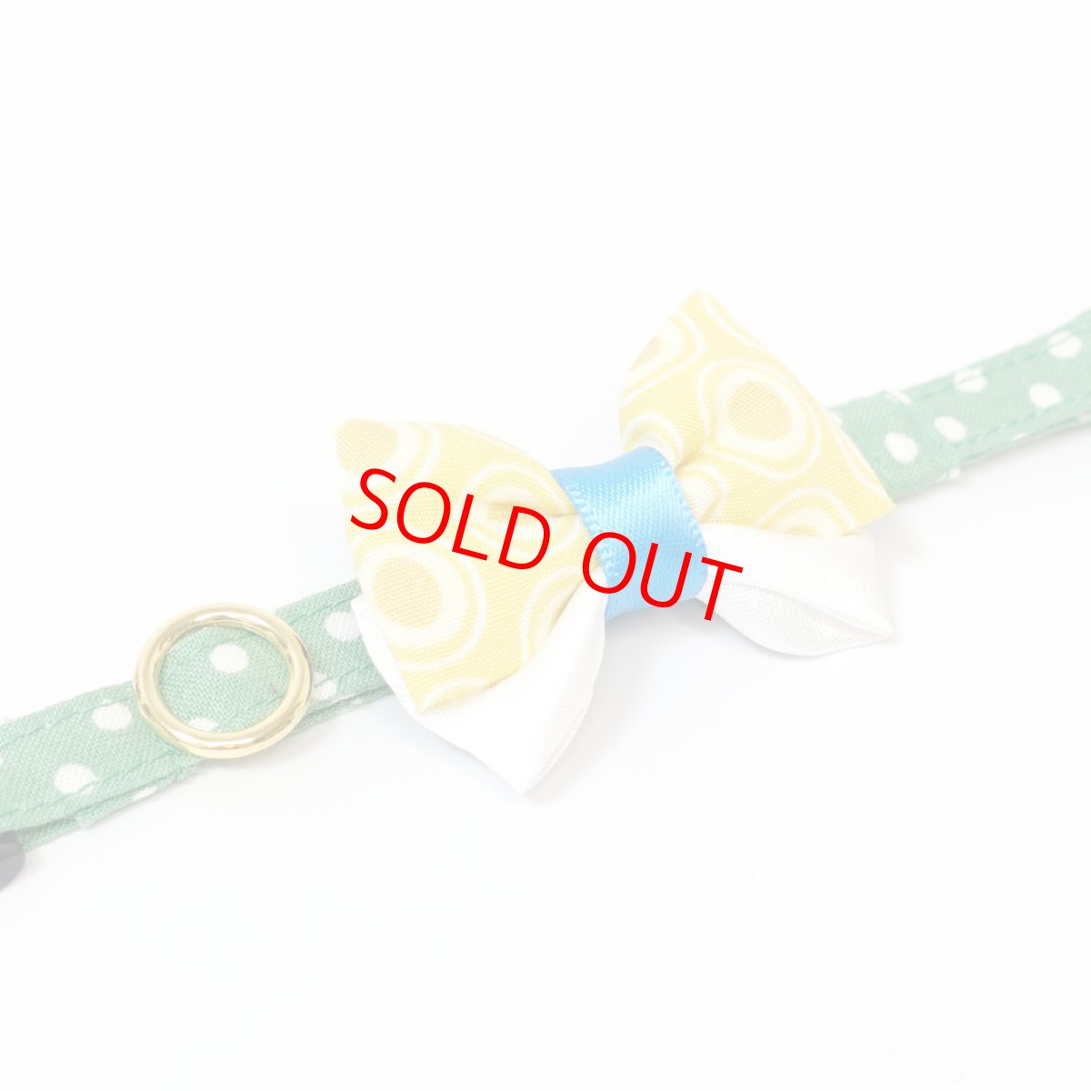 画像4: IRODORI・猫首輪・シンプル猫首輪/グリーンドット柄（リボン等の飾りパーツは別売りです） (4)