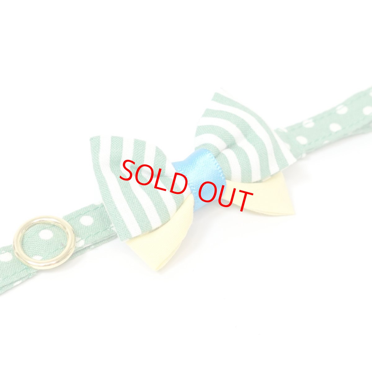 画像3: IRODORI・猫首輪・シンプル猫首輪/グリーンドット柄（リボン等の飾りパーツは別売りです） (3)