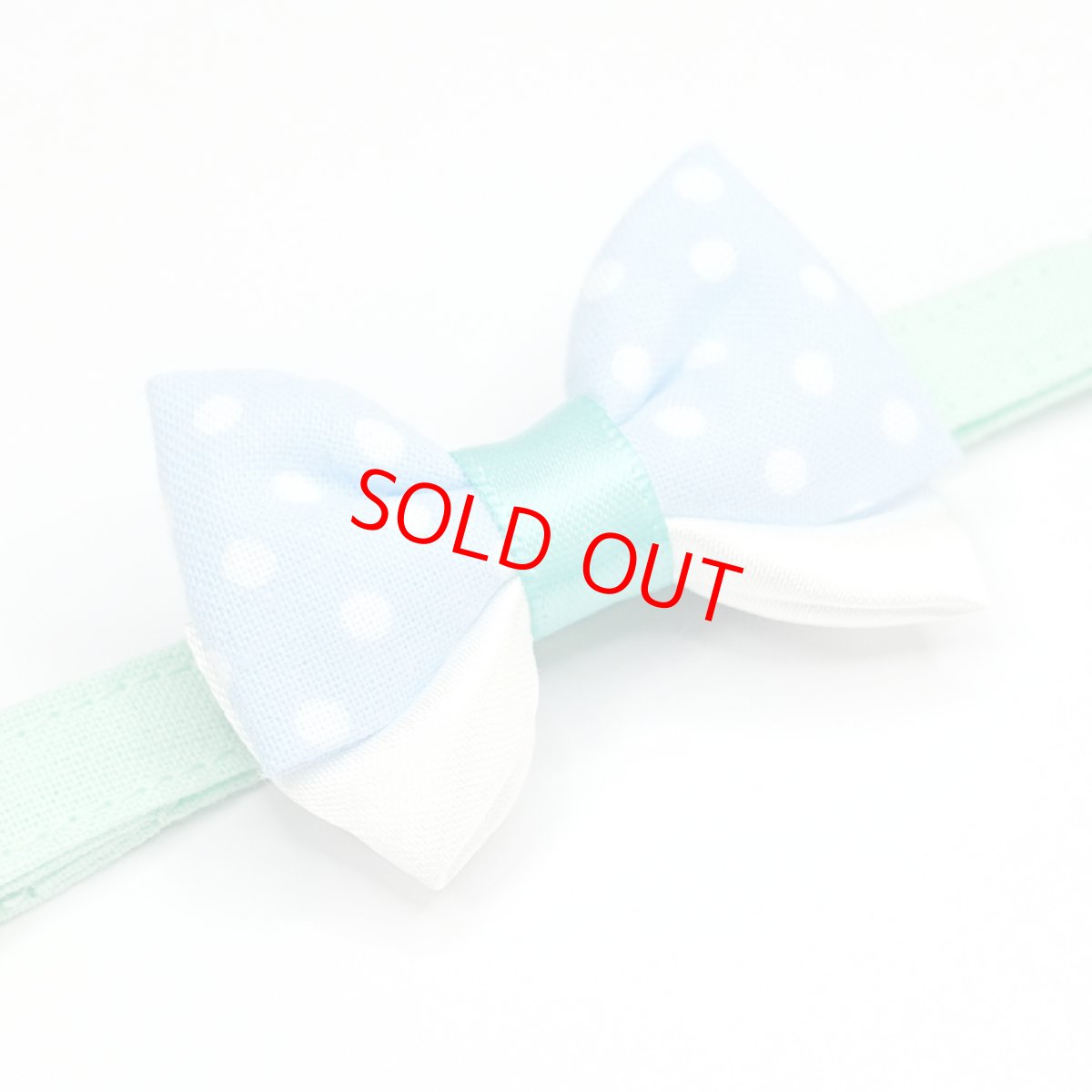 画像3: IRODORI・リボン/セレクトパーツ/水色ドット×水色（首輪は別売りです） (3)