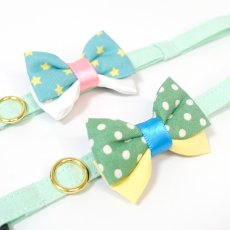 画像9: IRODORI・リボン/セレクトパーツ/エメラルドグリーン星柄×ピンク（首輪は別売りです） (9)