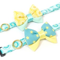 画像6: IRODORI・猫首輪・シンプル猫首輪/エメラルド×イエロー星柄（リボン等の飾りパーツは別売りです） (6)