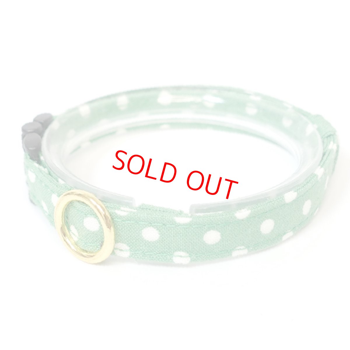 画像1: IRODORI・猫首輪・シンプル猫首輪/グリーンドット柄（リボン等の飾りパーツは別売りです） (1)