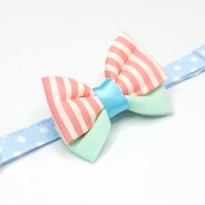 画像10: IRODORI・猫首輪・シンプル猫首輪/水色ドット柄（リボン等の飾りパーツは別売りです） (10)