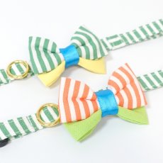 画像7: IRODORI・猫首輪・シンプル猫首輪/グリーンボーダー柄（リボン等の飾りパーツは別売りです） (7)