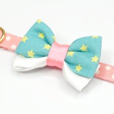 画像3: IRODORI・リボン/セレクトパーツ/エメラルドグリーン星柄×ピンク（首輪は別売りです） (3)