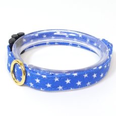 画像1: IRODORI・猫首輪・シンプル猫首輪/ブルー×ホワイト星柄（リボン等の飾りパーツは別売りです） (1)