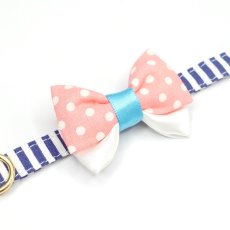 画像5: IRODORI・猫首輪・シンプル猫首輪/ブルーボーダー柄（リボン等の飾りパーツは別売りです） (5)