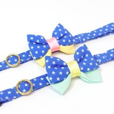画像10: IRODORI・猫首輪・シンプル猫首輪/ブルー×ホワイト星柄（リボン等の飾りパーツは別売りです） (10)