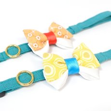 画像13: IRODORI・リボン/セレクトパーツ/楕円ドットイエロー×ブルー（首輪は別売りです） (13)