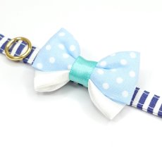 画像6: IRODORI・猫首輪・シンプル猫首輪/ブルーボーダー柄（リボン等の飾りパーツは別売りです） (6)