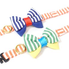 画像6: IRODORI・猫首輪・シンプル猫首輪/オレンジボーダー柄（リボン等の飾りパーツは別売りです） (6)
