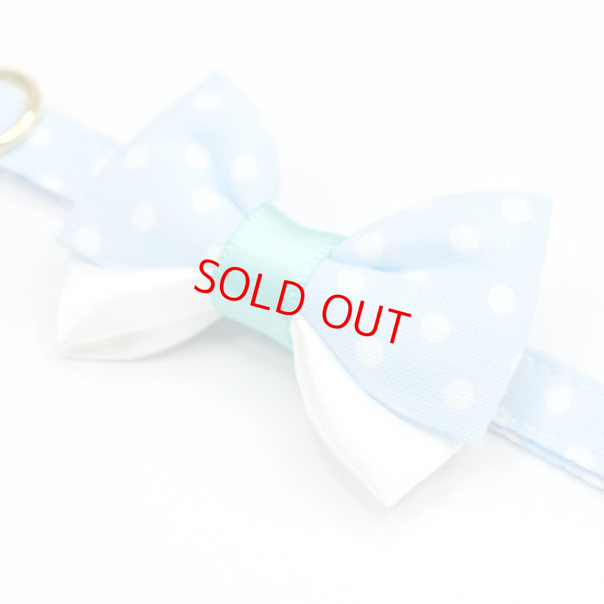 画像2: IRODORI・リボン/セレクトパーツ/水色ドット×水色（首輪は別売りです） (2)