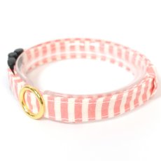 画像1: IRODORI・猫首輪・シンプル猫首輪/ピンクボーダー柄（リボン等の飾りパーツは別売りです） (1)