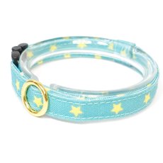 画像1: IRODORI・猫首輪・シンプル猫首輪/エメラルド×イエロー星柄（リボン等の飾りパーツは別売りです） (1)