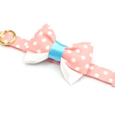 画像2: IRODORI・リボン/セレクトパーツ/ピンクドット×水色（首輪は別売りです） (2)