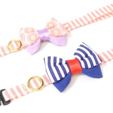 画像3: IRODORI・猫首輪・シンプル猫首輪/ピンクボーダー柄（リボン等の飾りパーツは別売りです） (3)