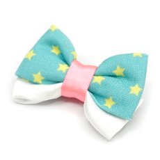 画像1: IRODORI・リボン/セレクトパーツ/エメラルドグリーン星柄×ピンク（首輪は別売りです） (1)