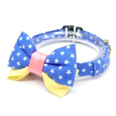 画像2: IRODORI・猫首輪・シンプル猫首輪/ブルー×ホワイト星柄（リボン等の飾りパーツは別売りです） (2)