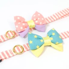 画像12: IRODORI・リボン/セレクトパーツ/エメラルドグリーン星柄×イエロー（首輪は別売りです） (12)