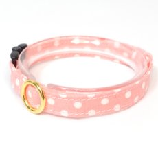 画像1: IRODORI・猫首輪・シンプル猫首輪/ピンクドット柄（リボン等の飾りパーツは別売りです） (1)
