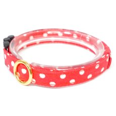 画像1: IRODORI・猫首輪・シンプル猫首輪/赤ドット柄（リボン等の飾りパーツは別売りです） (1)