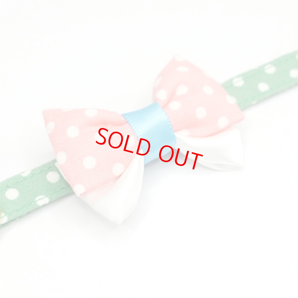 画像8: IRODORI・猫首輪・シンプル猫首輪/グリーンドット柄（リボン等の飾りパーツは別売りです） (8)