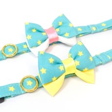 画像4: IRODORI・猫首輪・シンプル猫首輪/エメラルド×イエロー星柄（リボン等の飾りパーツは別売りです） (4)