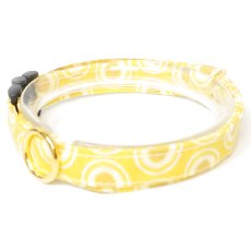 画像1: IRODORI・猫首輪・シンプル猫首輪/イエロー楕円ドット柄（リボン等の飾りパーツは別売りです） (1)