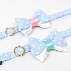 画像3: IRODORI・猫首輪・シンプル猫首輪/水色ドット柄（リボン等の飾りパーツは別売りです） (3)