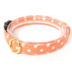 画像1: IRODORI・猫首輪・シンプル猫首輪/オレンジドット柄（リボン等の飾りパーツは別売りです） (1)