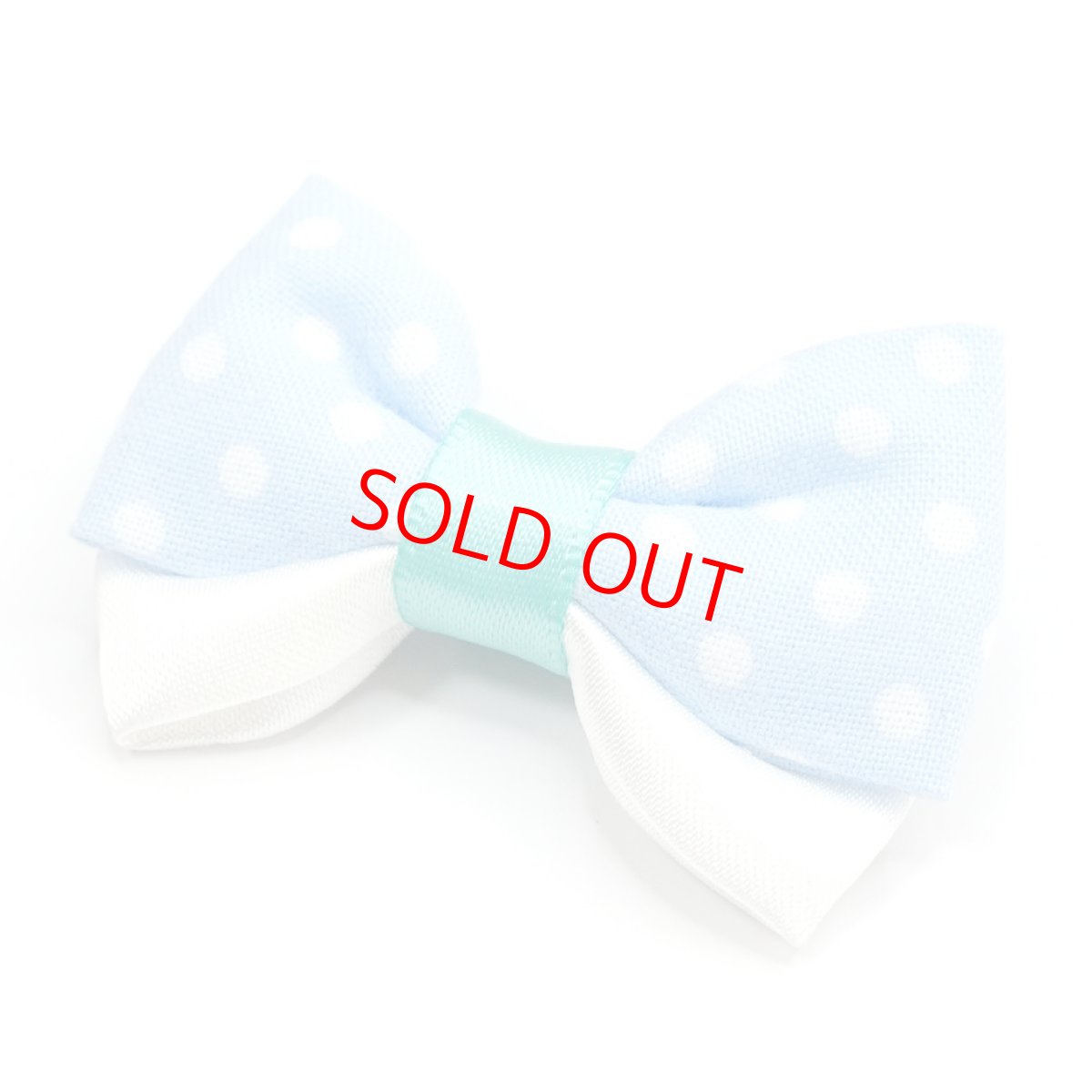 画像1: IRODORI・リボン/セレクトパーツ/水色ドット×水色（首輪は別売りです） (1)