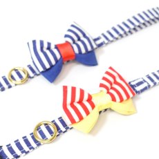 画像2: IRODORI・猫首輪・シンプル猫首輪/ブルーボーダー柄（リボン等の飾りパーツは別売りです） (2)