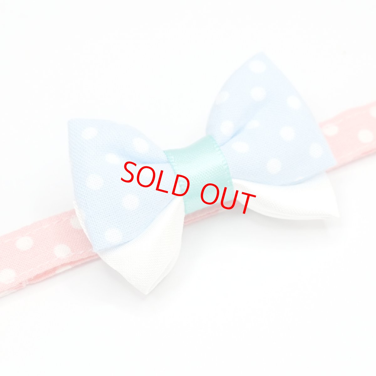 画像5: IRODORI・リボン/セレクトパーツ/水色ドット×水色（首輪は別売りです） (5)