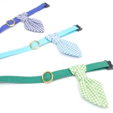 画像3: Ｂasic gingham Check/ベーシックギンガムチェック/ネクタイ首輪（水色） (3)