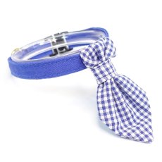 画像1: Ｂasic gingham Check/ベーシックギンガムチェック/ネクタイ首輪（ブルー） (1)