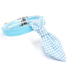 画像1: Ｂasic gingham Check/ベーシックギンガムチェック/ネクタイ首輪（水色） (1)
