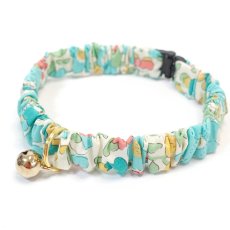 画像3: エアリーシュシュ・LIBERTYファブリック・シュシュ猫首輪・猫首輪（リバティプリント Betsy（ベッツィー））グリーン (3)